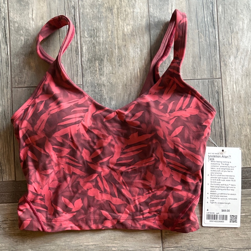 Lululemon Athletica Red Patterned Tank Top